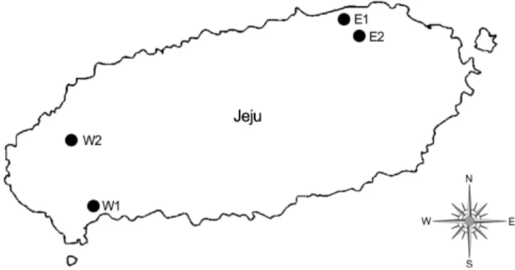 Fig.  1.  Garlic  samples  were  taken  from  four  different  sites  in  Jeju.