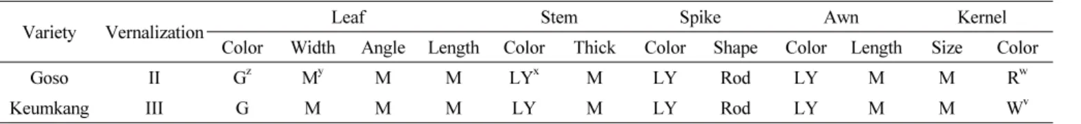 Table 1. Growth habit and morphological characteristics of “Goso”.  