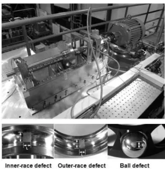 Fig.  1  Test  section  to  simulate  rotating  machinery  with  bearing faults (defect width, W = 8mm) 