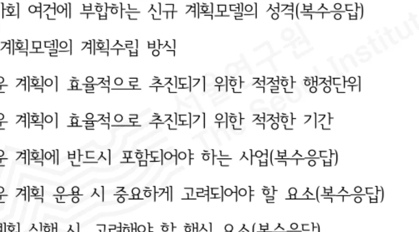 [표  3-24]  주민참여형  사업에서  참여주체들의  역할분담의  적정성  80 [표  3-25]  사업  계획  수립  시  중요하게  고려하고  있는  요소(복수응답) 81 [표  3-26]  사업  계획  수립방식 82 [표  3-27]  사업  계획  수립과정에서  주도적  역할을  수행해야  하는  주체 82 [표  3-28]  사업  계획  수립단계에서  주민참여  방식 83 [표  3-29]  사업  계획  수립  시  여타  사업들의  