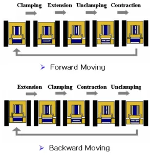 Fig. 5  Signals of three piezoelectric elements for  inchworm motion 
