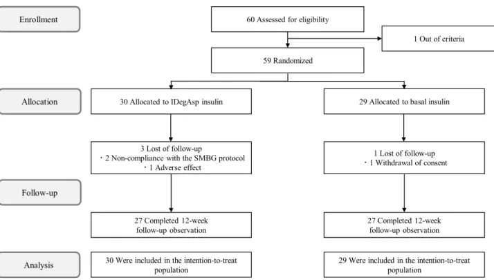 Fig. 1. Study protocol flow diagram. IDegAsp, insulin degludec/insulin aspart; SMBG, self-measured blood glucose