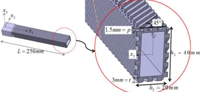Fig. 1 Design of 45 ◦ tailored box beam 