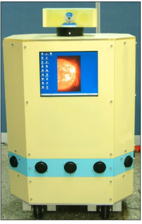 Fig. 3  Schematic  of  driving  and    sensor  parts Ball CasterDC MotorUltrasonic SensorIR Sensor