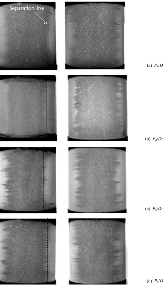 Fig. 7 Plating pattern appeared on the two cylinders, top view, P v /D=1.5 (Turbulent)