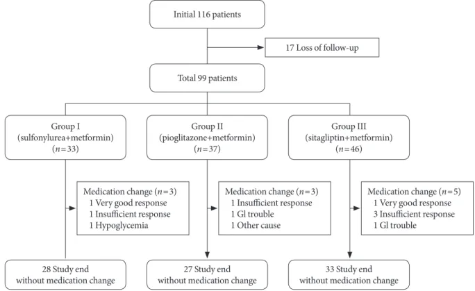 Fig. 1. Flow of the study. A total of 116 patients were enrolled, and 99 subjects were analyzed in the study