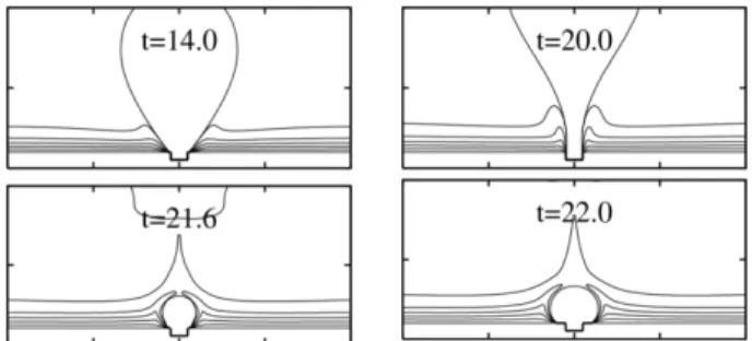 Fig.  3  Bubble  growth  and  the  associated  flow  field  on  a  plain surface 