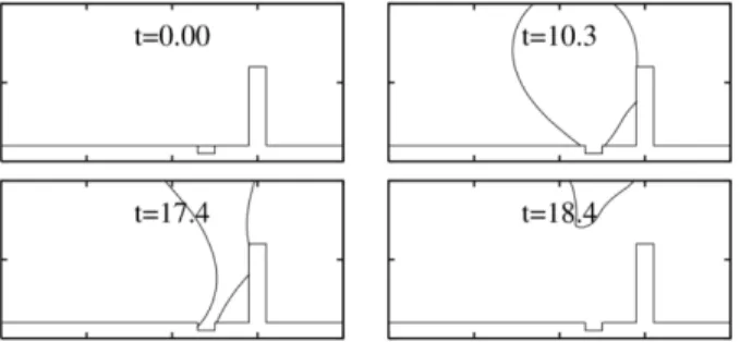 Fig. 6 Bubble growth near a cavity on a single micro- micro-finned surface with d rs =0.3 