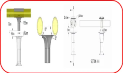 Fig.  7과  8은  Fig.  4∼Fig.  6의  해석결과에서  얻은  최적 화  해석  모델을  제시한  것이다.  Fig.  3에서  보는  것과  같 이  분사관  노즐의  길이와  폭  및  분사각도,  인젝터의  길이  등이  큰  변수이나  실험계획법의  설계  방법에  따라  50가 지  모델을  변수로  정하여  얻어진  해석  결과이다[14,15]