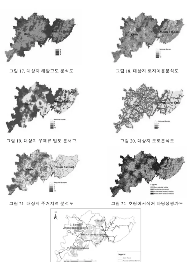 그림  17. 대상지  해발고도  분석도 그림  18. 대상지  토지이용분석도