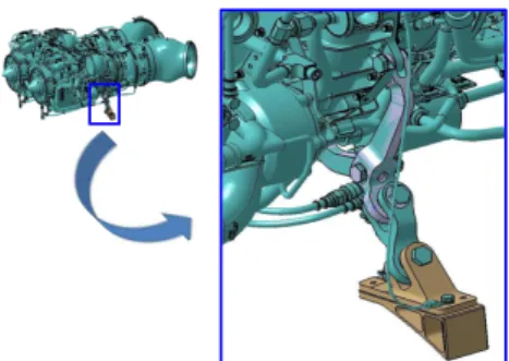 Fig.  3  Scissors  link  and  straight  link  of  engine  support  structure Temperature,  T ( ℃)01000306012090200300 400 500tensile  strengthYield  strength