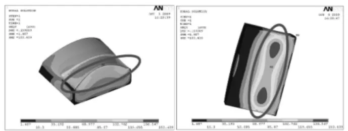 Fig. 13 Stress contour plots of slipper metal with modified thickness