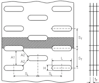 Fig. 1 Schematic drawing of the heat exchanger            with flat tubes and plate fins