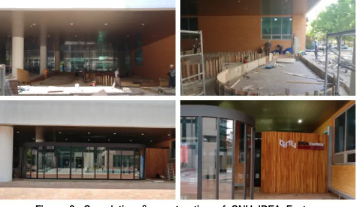 Figure 9. Completion &amp; construction of GNU IDEA Factory (GNU IDEA Factory 공사 및 준공모습)