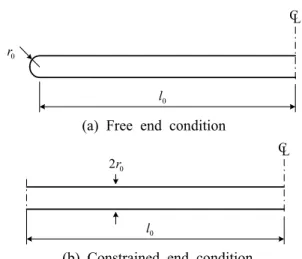 Fig. 3 Balloon stick's geometries and end conditions