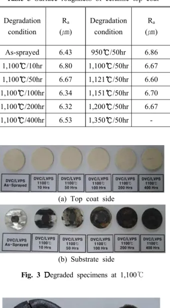 Fig. 3 egraded specimens at 1,100℃