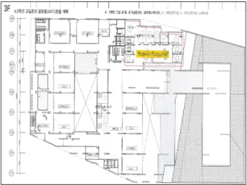 Figure 11. C elementary school third floor plan  (그림 11. C학교(초등과정) 3층 평면도) 나)  공용  공간  닫힌  공간이  아닌  각각의  공간으로  연결되는  매개  공간 으로서  각  학년별  교실과  특별활동실을  이어주는  메인로 비는  학생들의  이야기가  담긴  이벤트  벽(event  wall)과  독 서와  토론의  장인  도서관을  통해  예술·인문·탐구  분야의 교류를  유도하고  다양한 