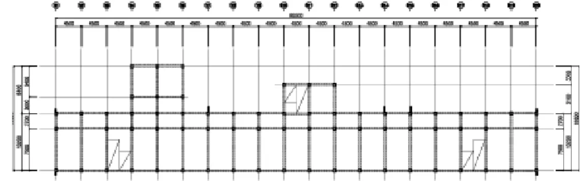 Figure 5. Structural plan of evaluated building Type Area (m 2 ) Height(cm) Q S M(t) Q S u      (t) Failure [Eq