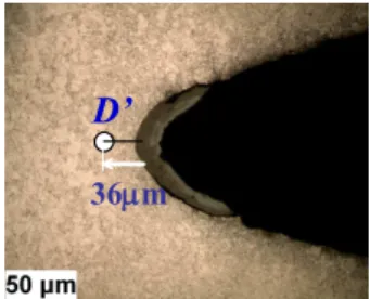 Fig. 8 Observed image at Gr.91 defect (N=200 cycles)  이내에서는  적용이  가능한  것으로  알려져  있기  때문에  매우  섬세한  요소망  대신  Fig