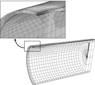 Fig. 8 Model for finite element simulation of wall-thinned pipe specimen test