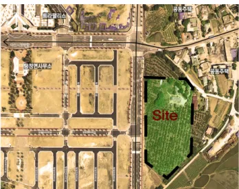Figure 4. Model photos of design alternatives (그림 4. 대안별 모형사진)Figure 2. Surrounding environment of G-elementary school 