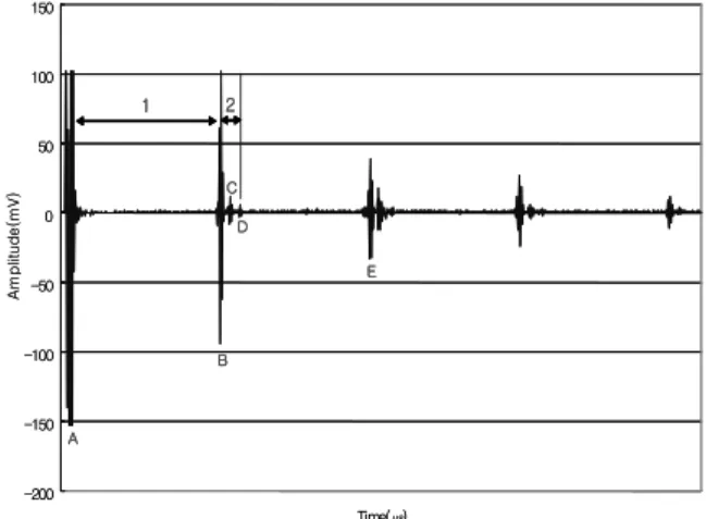 Fig. 2 Signal data obtained at specimen using 5MHz of signal