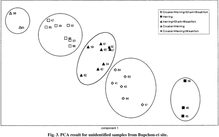 Table 2. PCA result for unidentified fish bone samples