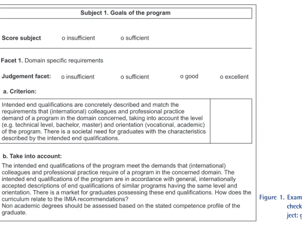 Figure	1.	Example	of	the	part	of	the	  checklist	concerning	the	sub-ject:	goals	of	the	program.