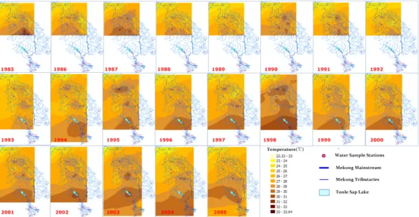 Fig 5. Results from the spatio-temporal analysis on temperature during 1985-2005 