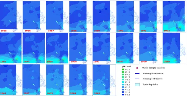 Fig 7. Results from the spatio-temporal analysis on pH during 1985-2005 Figure 5 shows the spatial distribution of the 