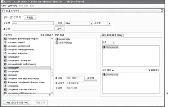 Figure  1.  Example  of  a  web-based   Cli nical  Data  Dictionary    edi tor for searching terms.