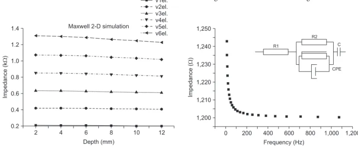 Figure 3A shows the results of finite-element analysis (FEM)  analysis based on the three-electrode method using finite 