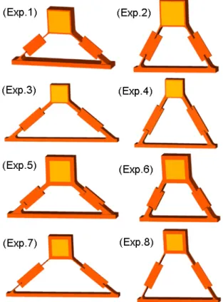 Fig. 9 The shape of flexure mounts of each experiment 
