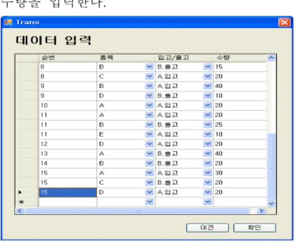 그림  4    입출고  데이터  입력 Fig.  4  Input/output  data 