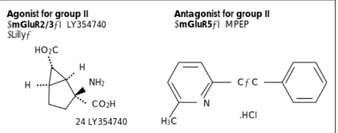 Fig. 3. Chemical structure of agonist and antagonist related to metabotropic receptor