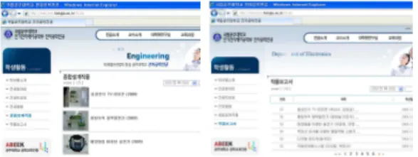 그림 7. 졸업 연구 작품 전공 홈페이지 게시 상태 Fig. 7. Website publication status