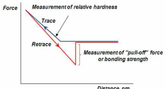 Fig. 2. Typical force-distance curve of AFM measurement. 4)