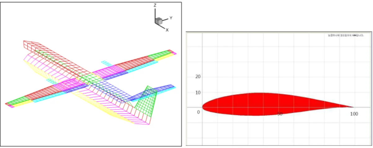 Fig. 3 Aerodynamic Panel Model Fig. 4 Wing Airfoil Configuration