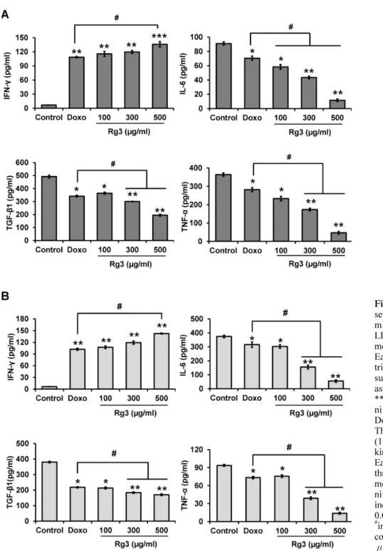 Figure 4. (A) The effect of gin- gin-senoside Rg3 (100, 300, 500  μg/ 