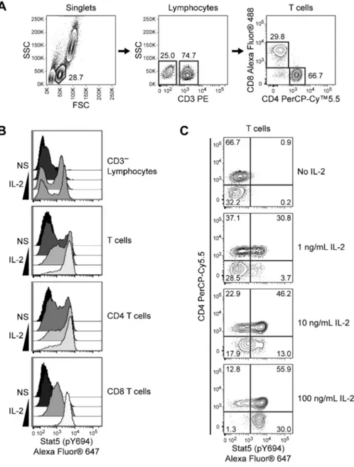 Figure 2. Detection of heterogeneous  signaling responses within CD4 and  CD8 T-cell populations