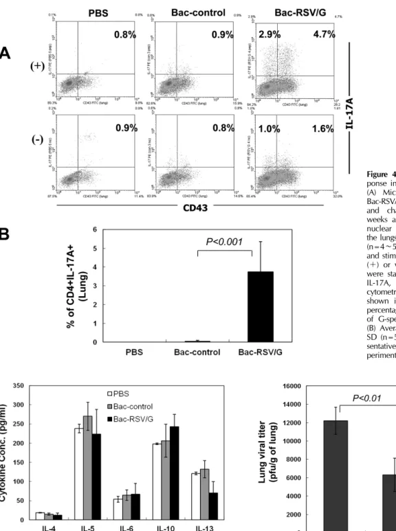 Figure 6. Immune protection from respiratory RSV challenge by  vaccination with Bac-RSV/G