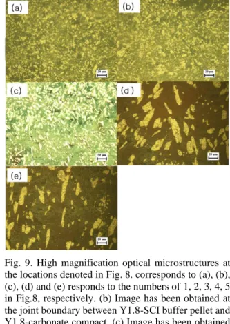Fig.  9.  High  magnification  optical  microstructures  at  the locations denoted in Fig