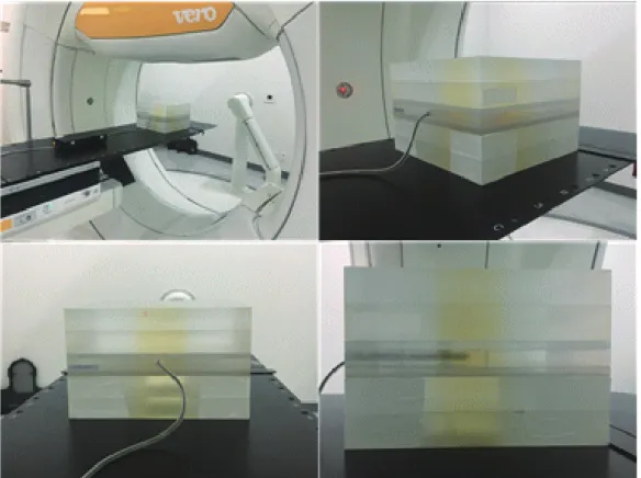 Fig. 7.  Setting of acrylic phantom and ion chamber for measuring Point dose