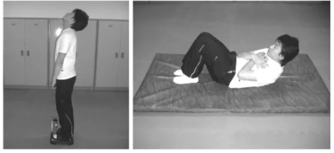 그림  2.  근력검사 2)  유연성  검사방법 체간  신전(Trunk  Extension)검사  방법은  3초간  유지하여  총  2회  실시하고  좋은  성적을  기록하였으며,  엎드려  누운  자세로  양손을  허리  뒤에서  잡고  발끝은  벌려  준비한다