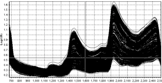 Fig.  1.  NIR  original  spectra  as  log  1/R  for  Whole  crop  rice.   