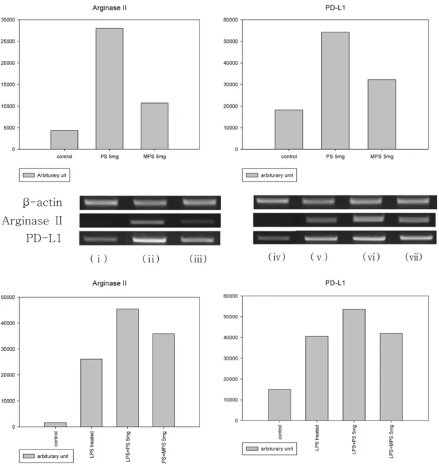 Fig. 6 − Effect of Arginase II, PD-L1 gene expression on macrophagec by LPS, MPS and PS
