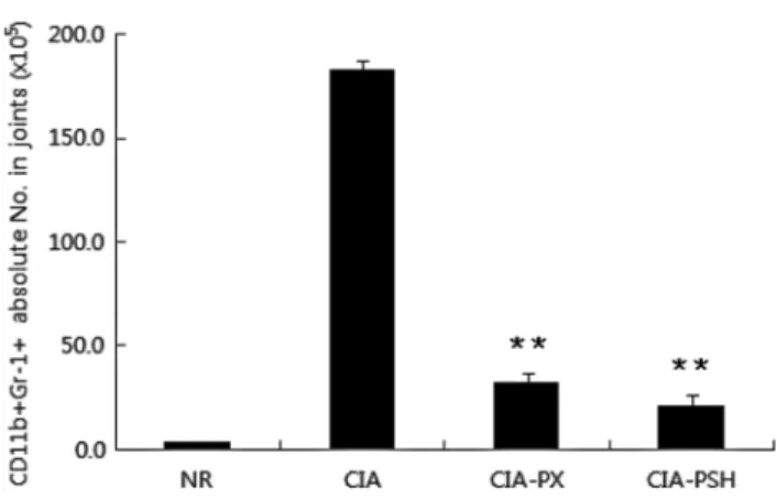 Fig. 5 − Effects of PSH on the serum levels of TNF- α  in CIA mice.