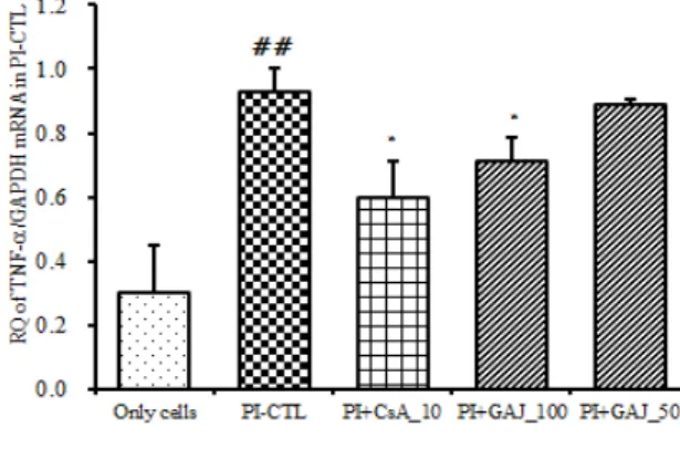 Fig. 5. Suppressive effects of GAJ on IL-5 mRNA  expression