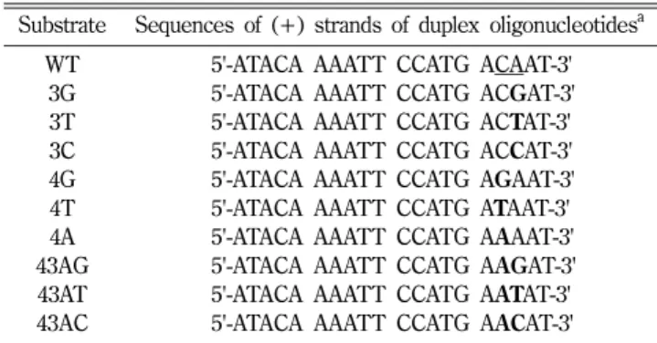 Table II − Sequences of mutant oligonucleotide substrates of PFV U5 LTR used for 3'-processing cleavage reaction Substrate Sequences of (+) strands of duplex oligonucleotides a