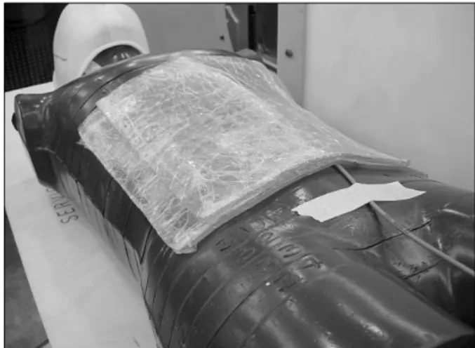 Fig. 4. Photograph demonstrating phantom set-up with Pb sheets on the acrylic bridge.